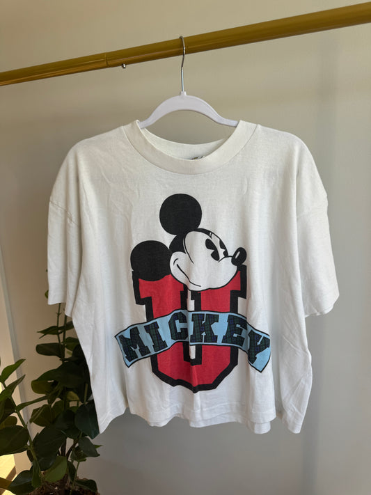 *Vintage* Mick University Crop Tee | OSFA, fits like XL